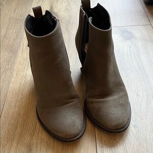Olive Green Leather Ankle Boots